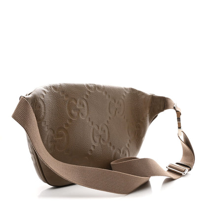Piuma Calfskin Jumbo GG Embossed Pocket Belt Bag Good Taupe