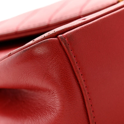 Lambskin Chevron Quilted Small Pyramid CC Flap Red
