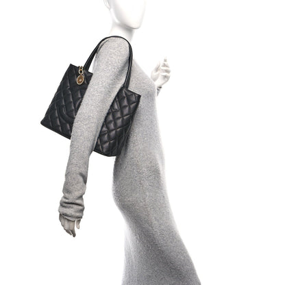 Caviar Quilted Medallion Tote Black