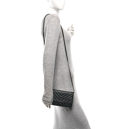 Sheepskin Chevron Reissue Wallet On Chain WOC So Black