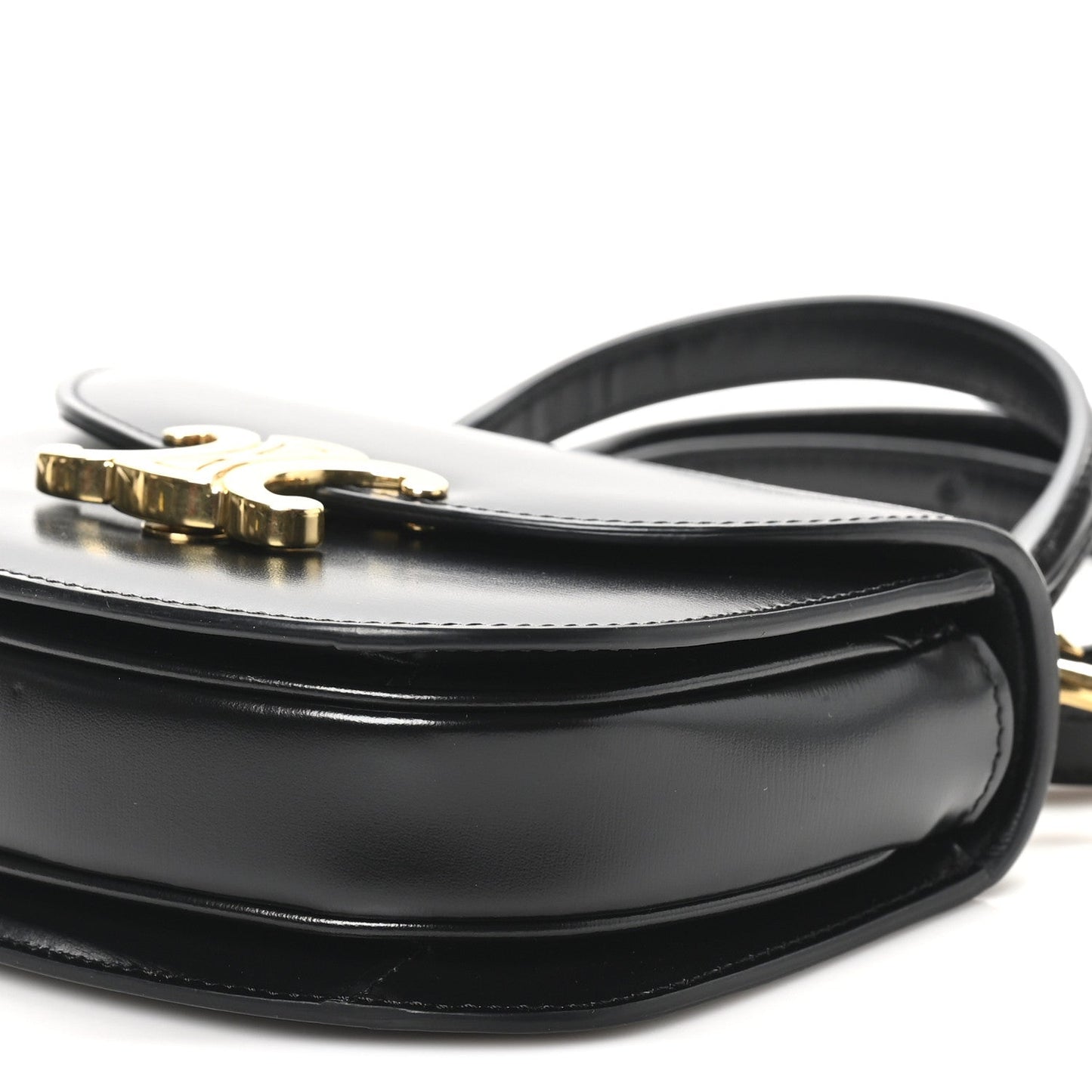Shiny Calfskin Triomphe Mini Besace Clea Black
