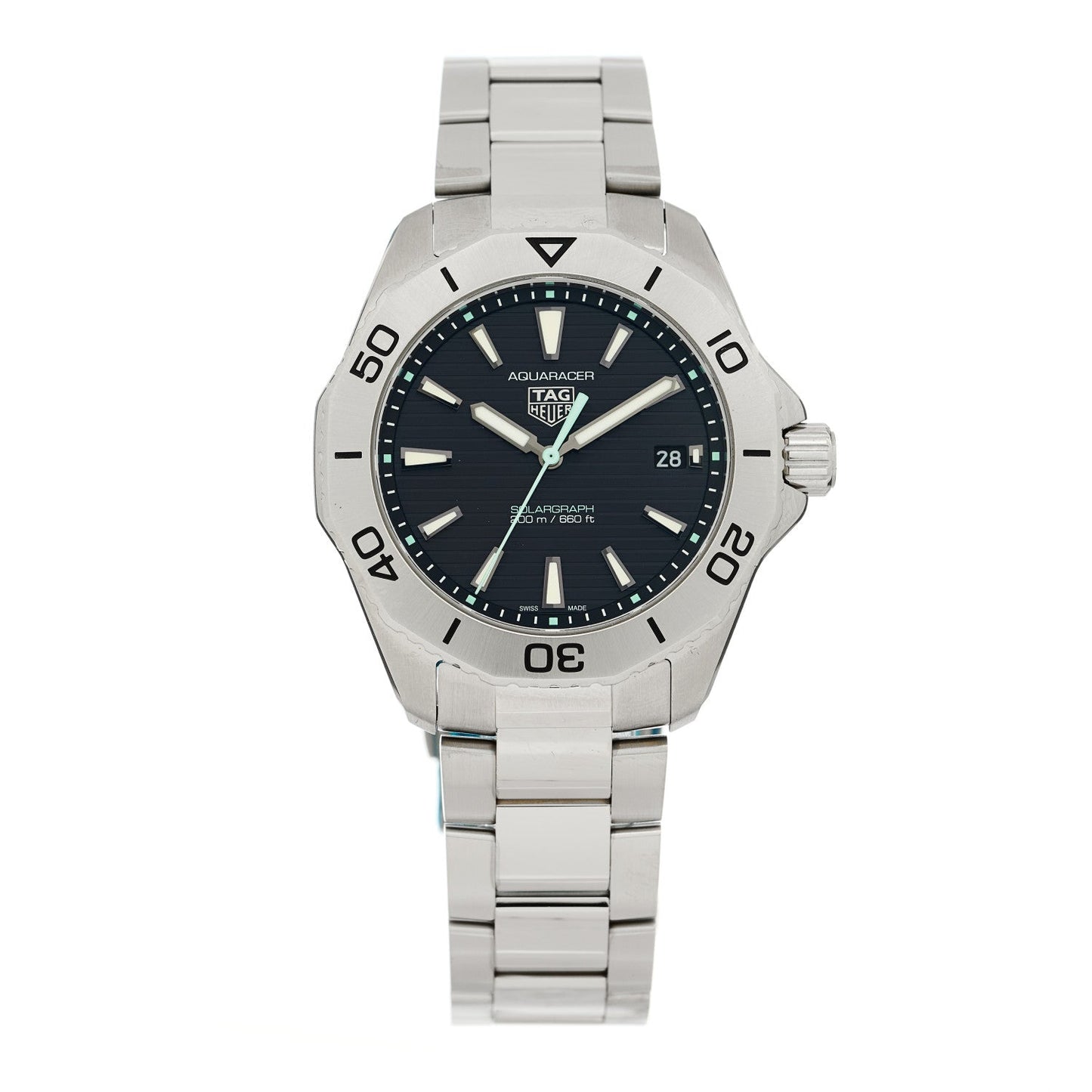 Stainless Steel 40mm Aquaracer Professional 200 Solargraph Quartz Watch Black WBP1114