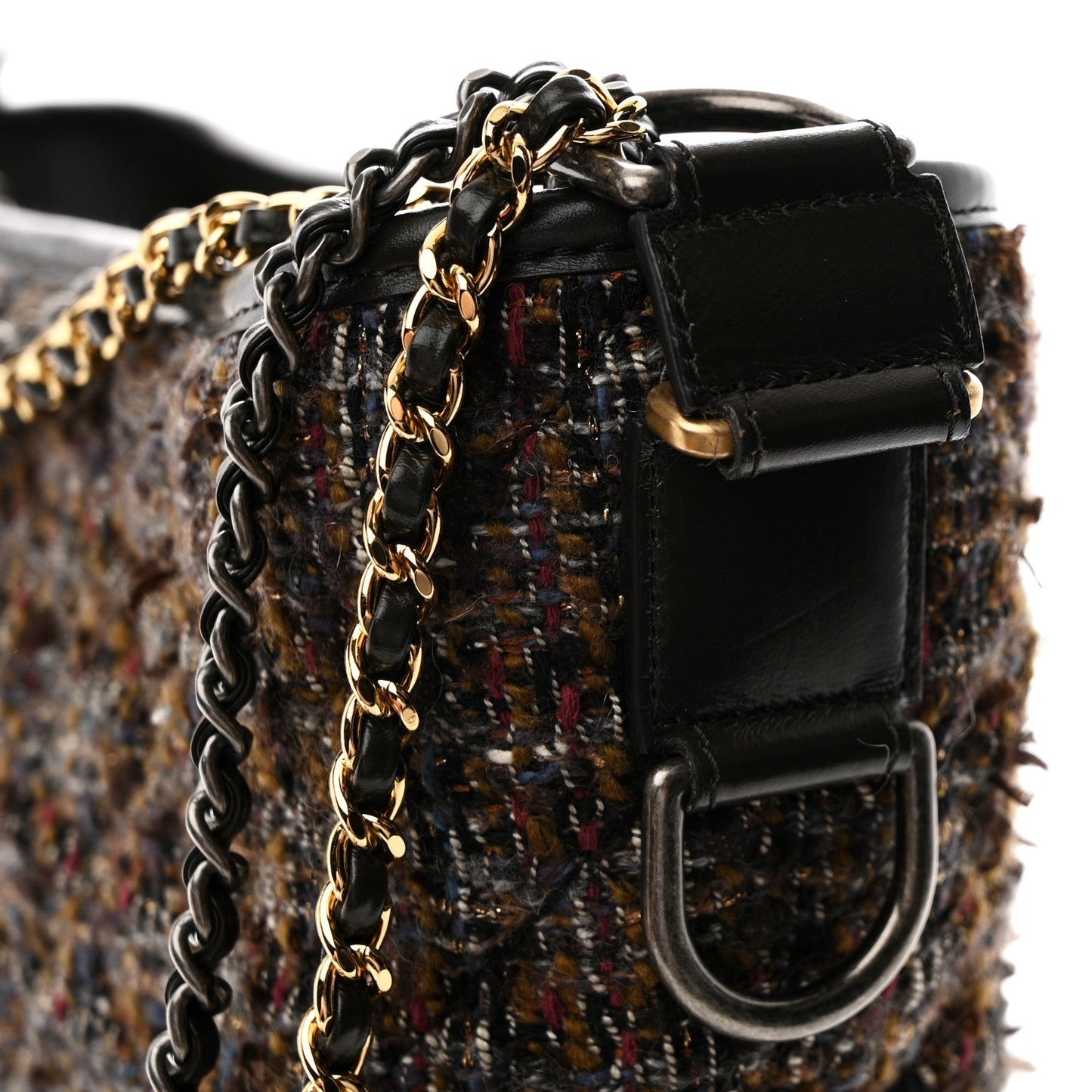 Tweed Calfskin Medium Gabrielle Hobo Brown
