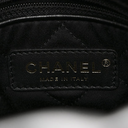 Shiny Calfskin Quilted Chanel 22 Backpack Black