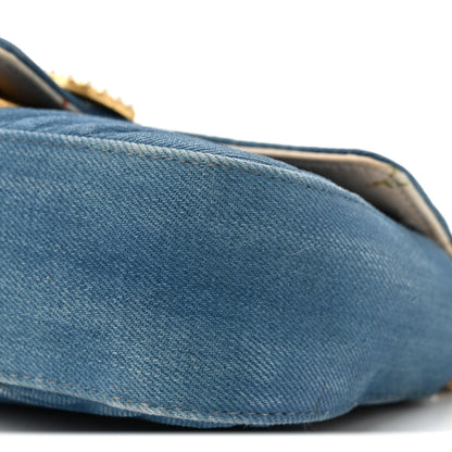 Denim Matelasse Mini Pearly GG Marmont Shoulder Bag Blue