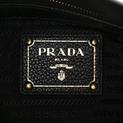 Vitello Phenix Embossed Logo Hobo Black