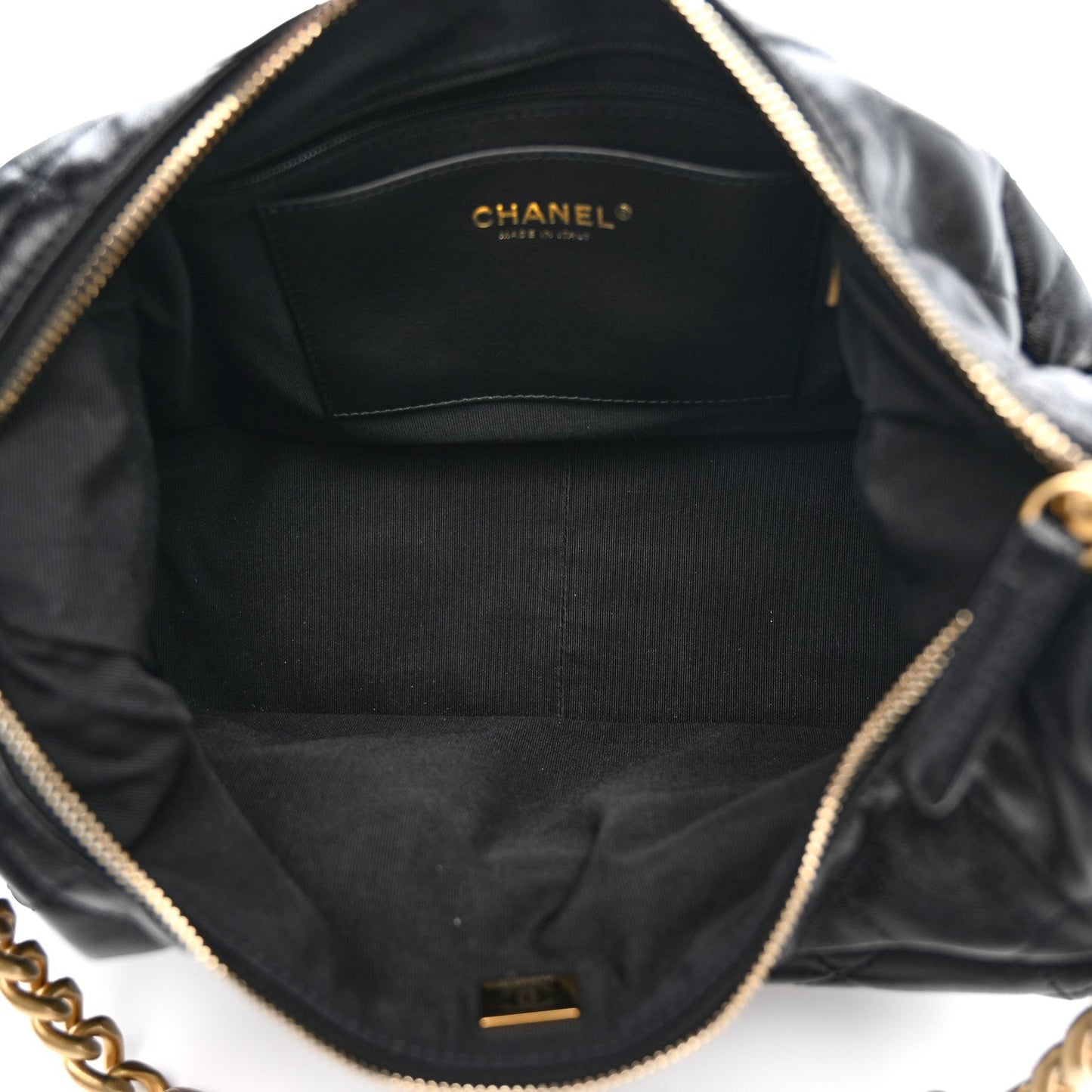 Shiny Lambskin Quilted Trendy Pockets Hobo Black