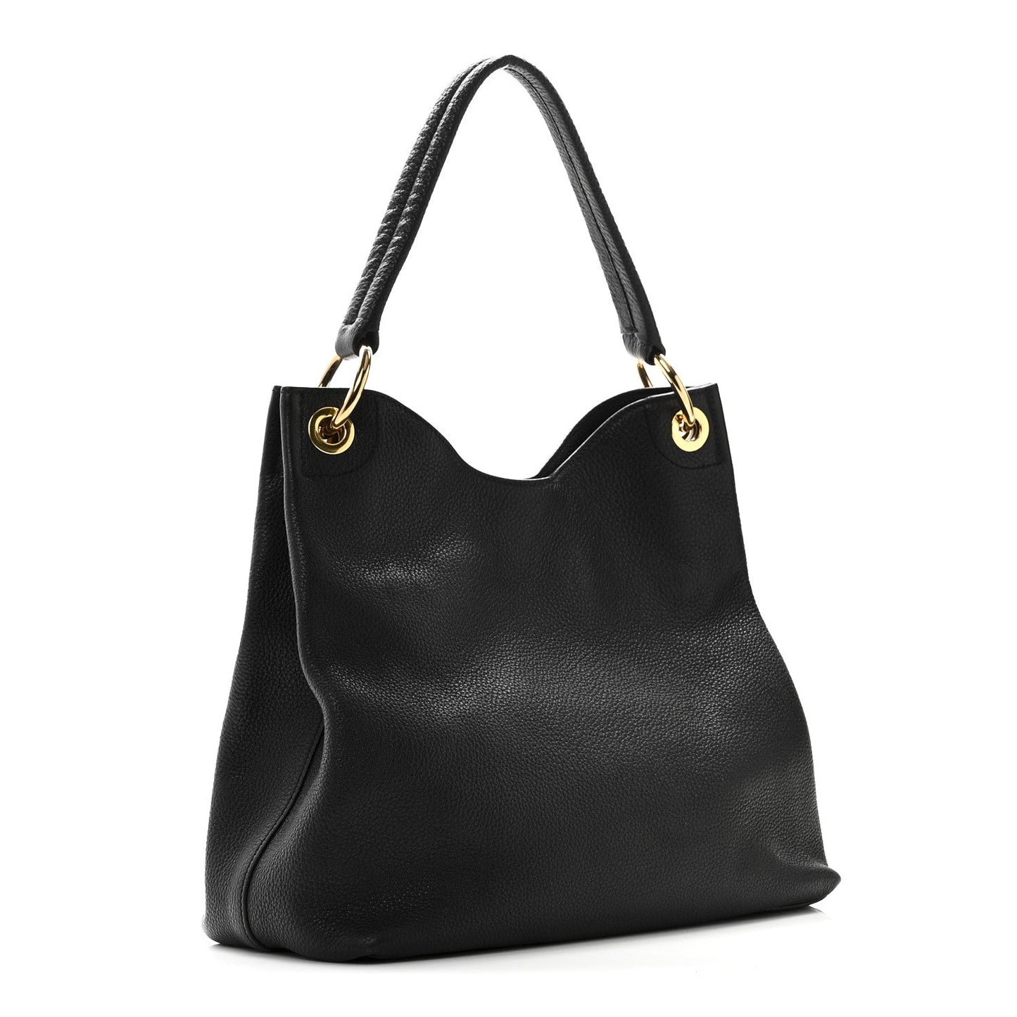 Vitello Phenix Embossed Logo Hobo Black