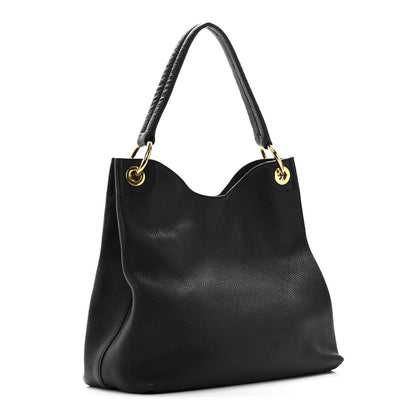 Vitello Phenix Embossed Logo Hobo Black