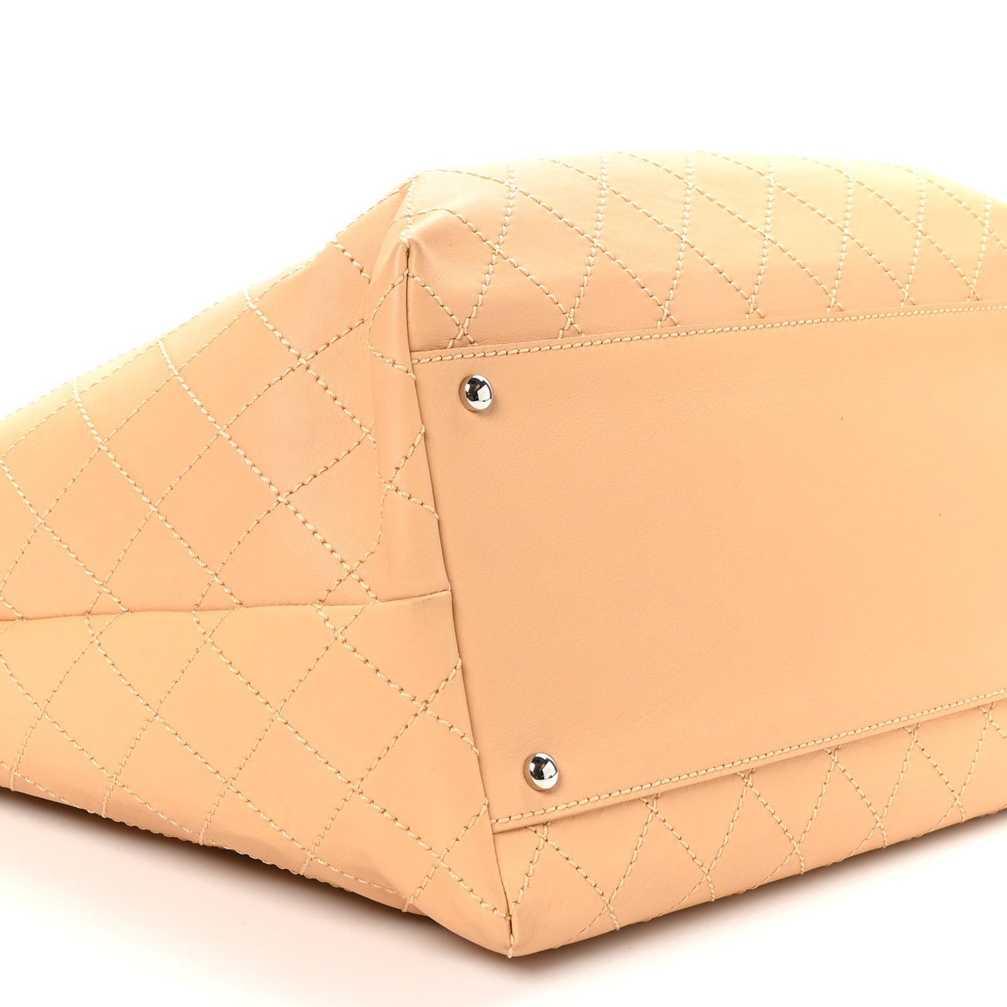 Calfskin Stitched Medium Shopping Tote Beige