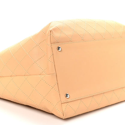 Calfskin Stitched Medium Shopping Tote Beige