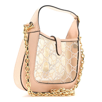 Lizard Mesh Crystal GG Monogram Mini Jackie 1961 Hobo Light Powder Skin Rose