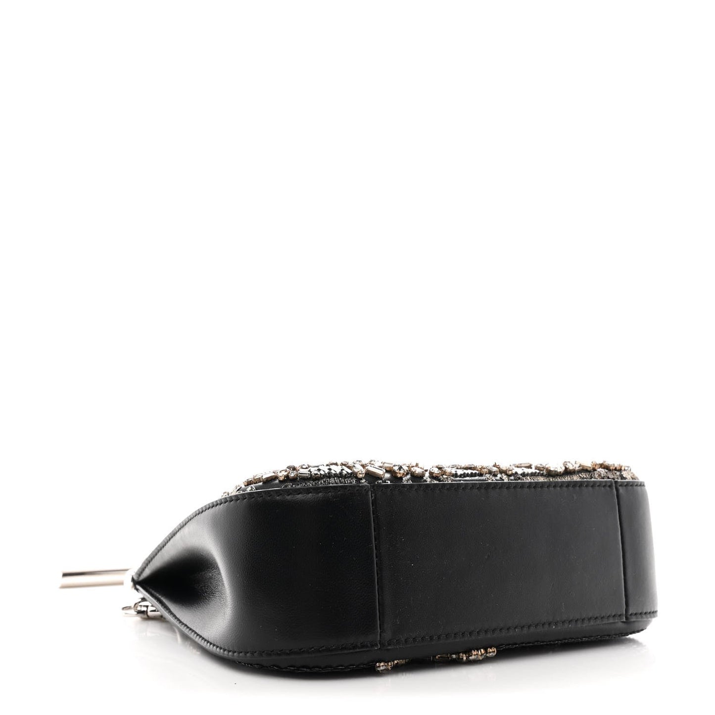 Lambskin Embellished Crystal Mini T-Bar Bag Black