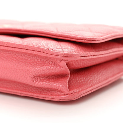 Caviar Quilted Wallet on Chain WOC Pink