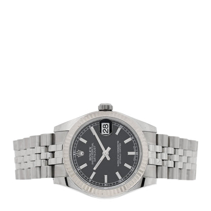 Stainless Steel 18K White Gold 31mm Oyster Perpetual Datejust Watch Black 178274