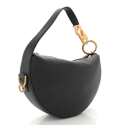 Grainy Calfskin Knight Arc Bag Black