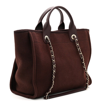 Mixed Fibers Calfskin Small Deauville Tote Burgundy