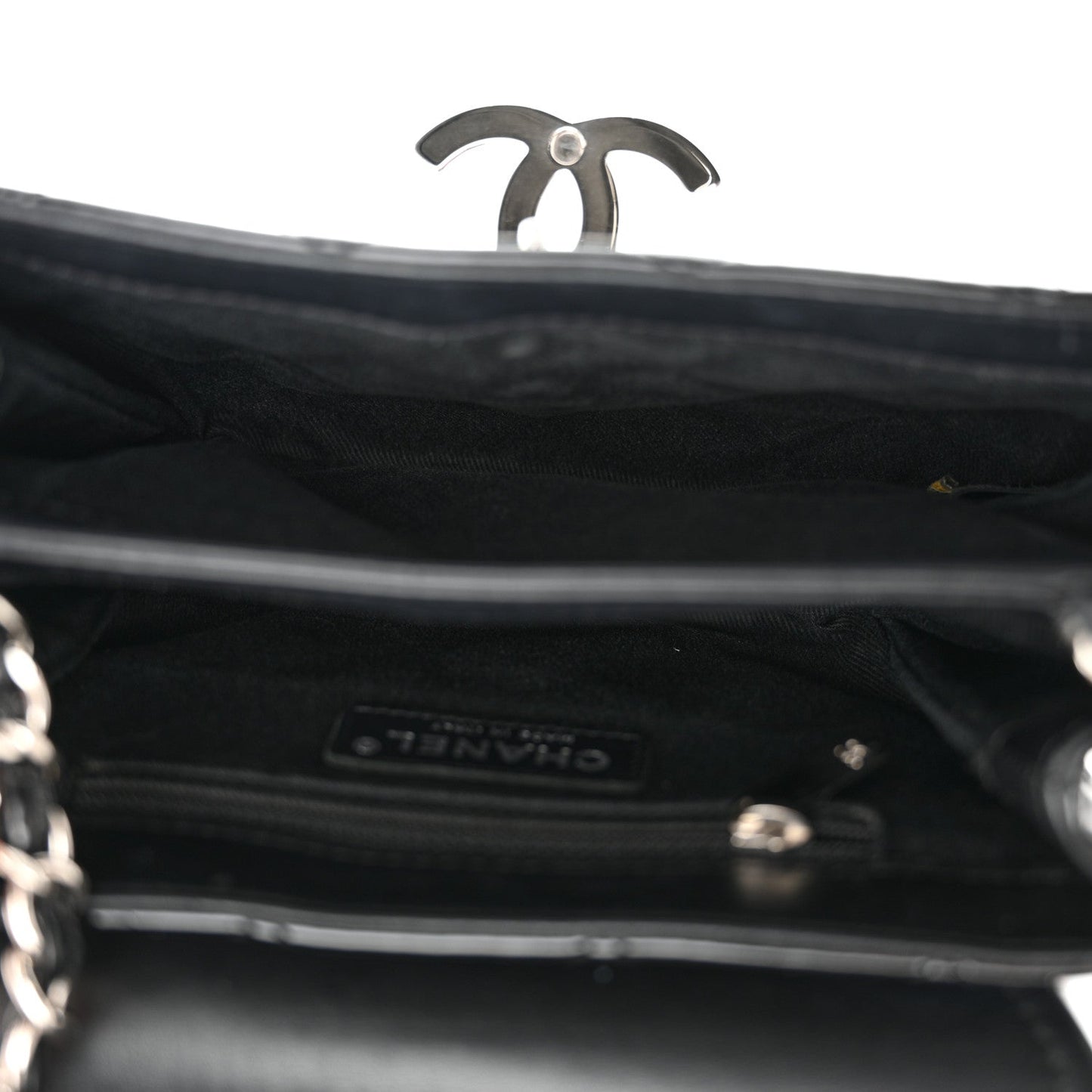 Patent Quilted Hamptons Flap Bag Black