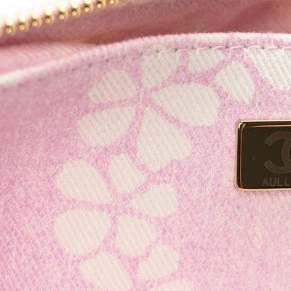 Printed Denim Quilted Large Hobo Bag Light Pink White