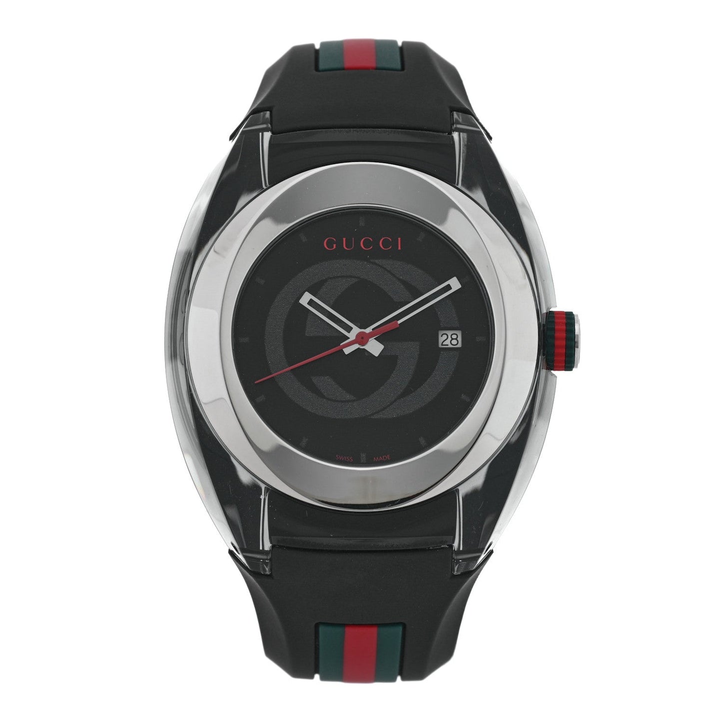 Stainless Steel Rubber 46mm Sync Web Quartz Watch Black