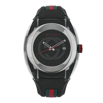 Stainless Steel Rubber 46mm Sync Web Quartz Watch Black