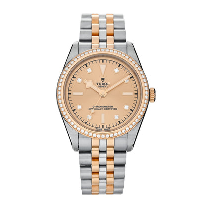 Stainless Steel 18K Yellow Gold Diamond Bezel 36mm Black Bay Automatic Watch Champagne 79653
