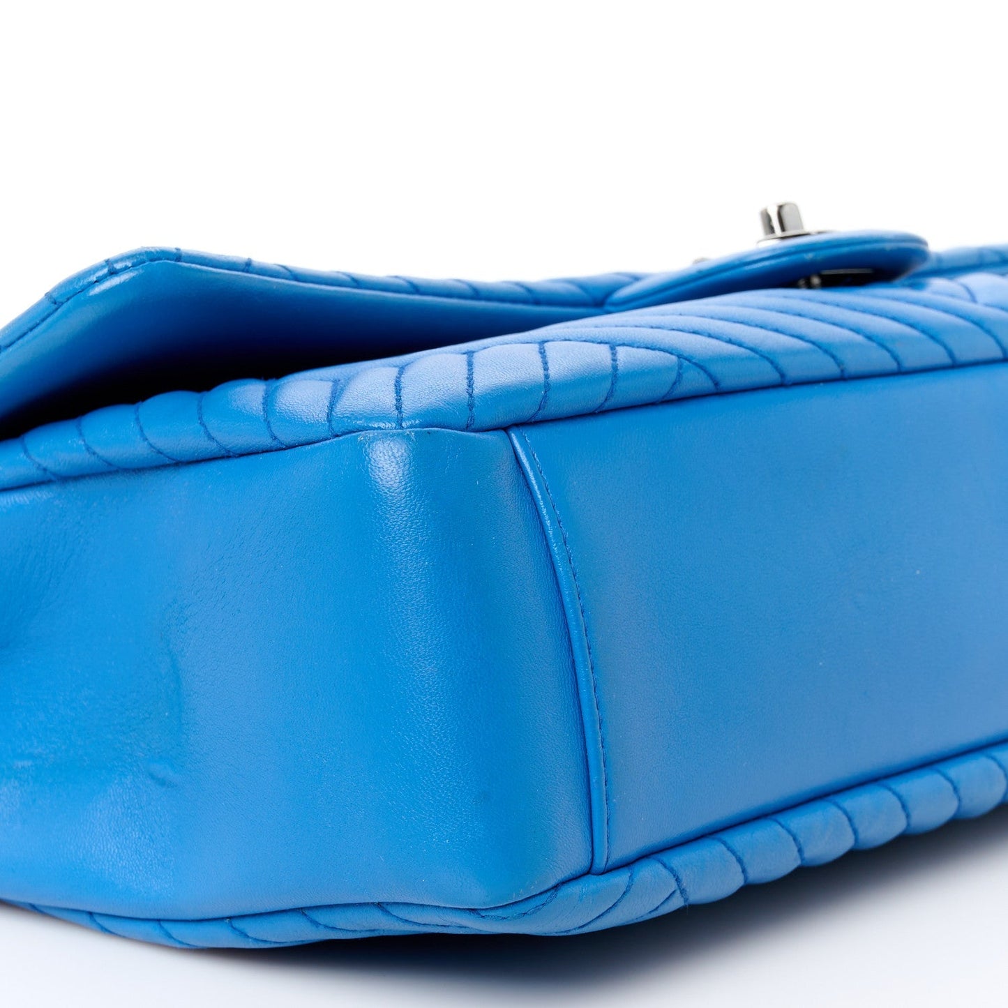 Lambskin Large CC Crossing Flap Blue