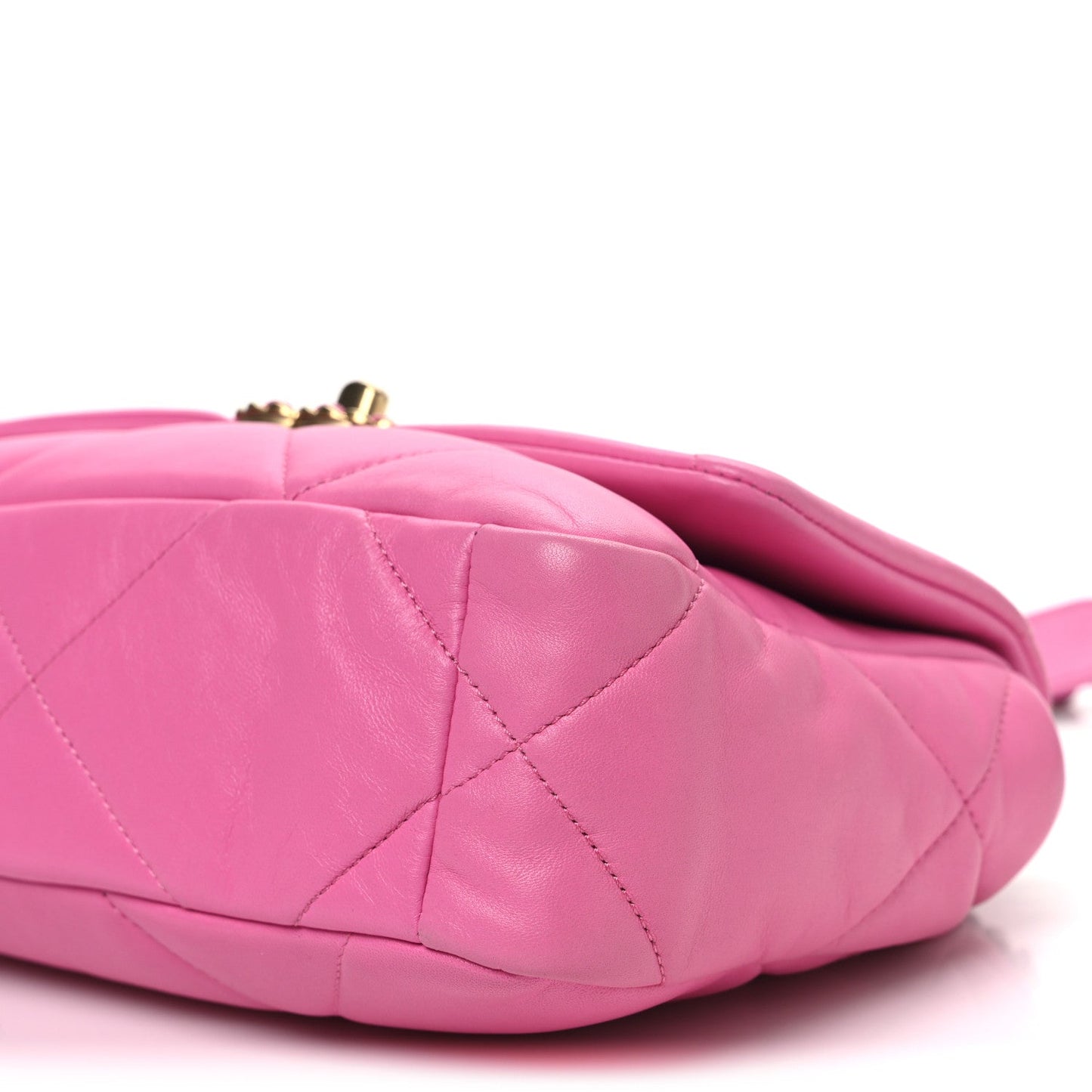 Shiny Lambskin Quilted Medium Chanel 19 Flap Neon Pink