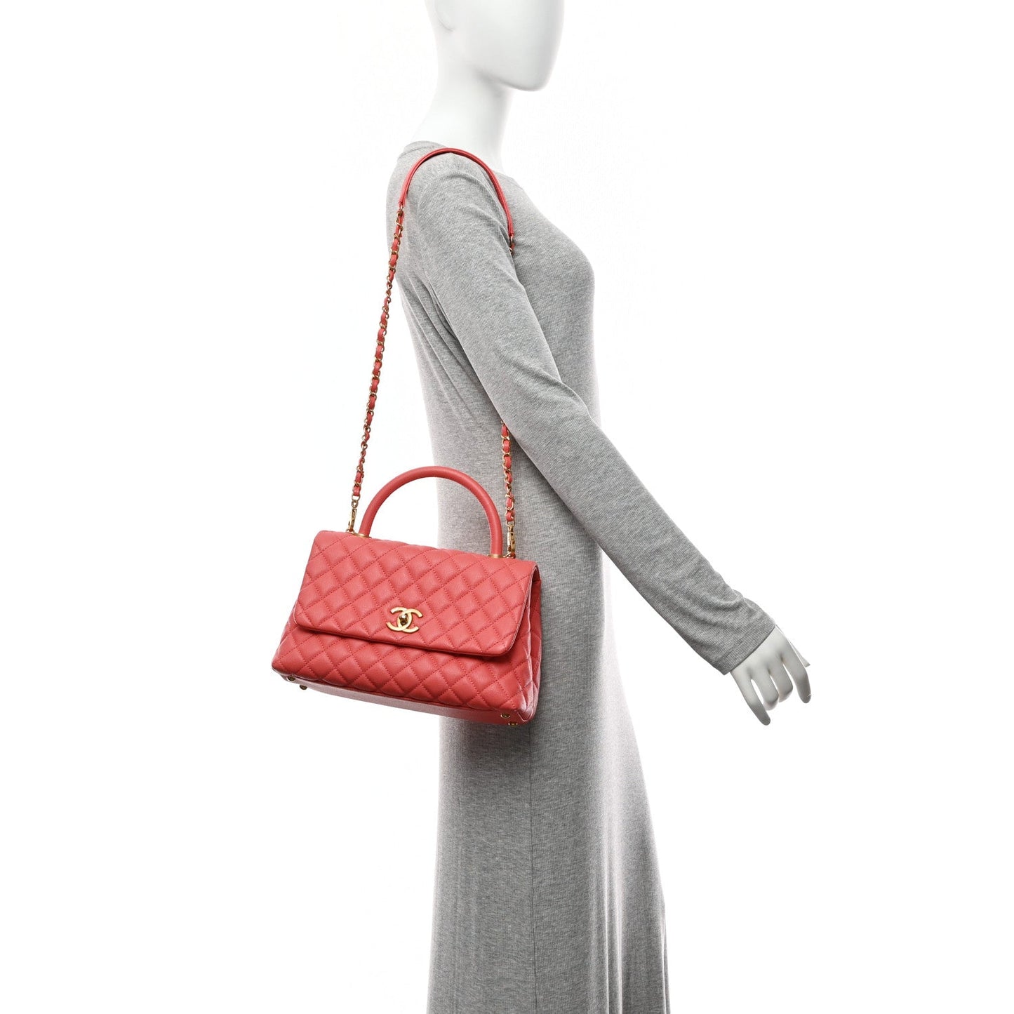 Caviar Quilted Small Coco Handle Flap Pink
