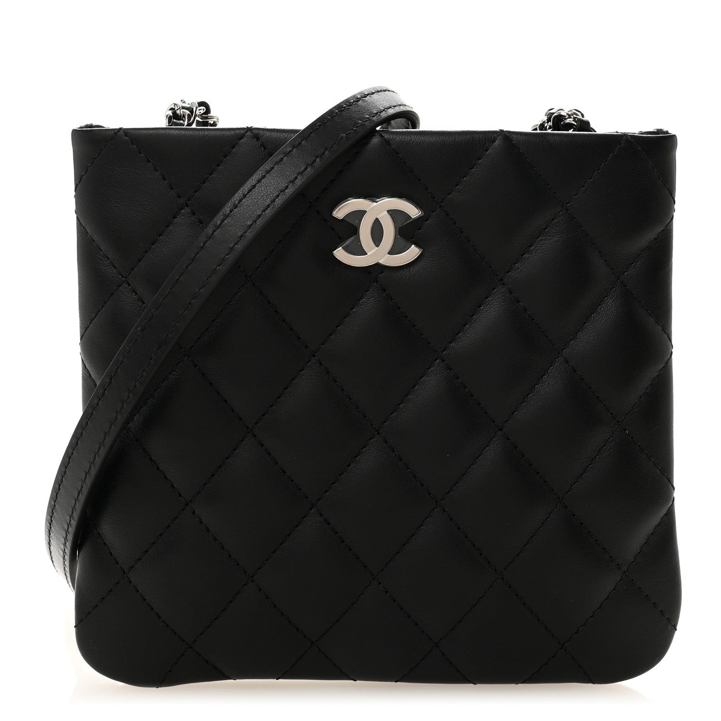 Lambskin Quilted Uniform Crossbody Bag Black