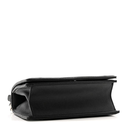 Grained Calfskin Small Diorama Flap Bag Black