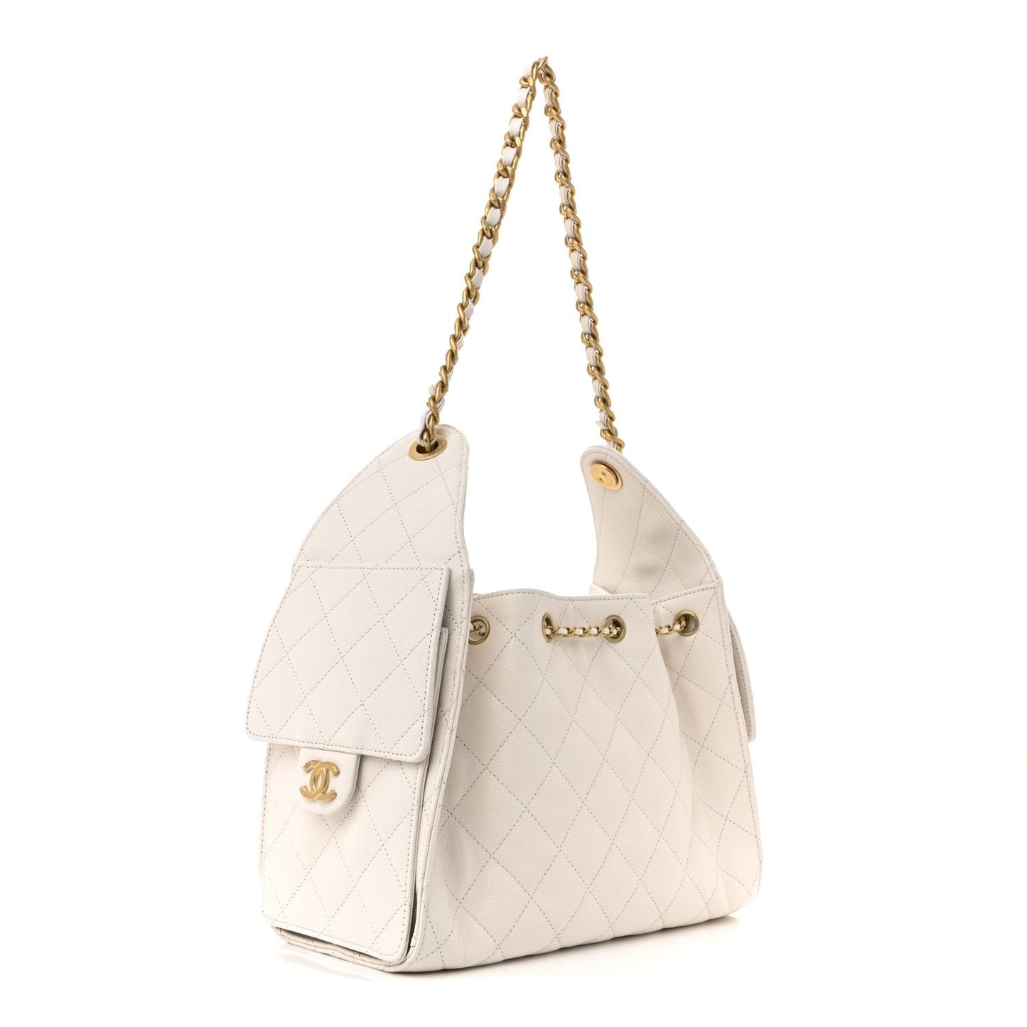Caviar Quilted Small Chanel 25 Handbag White