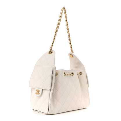 Caviar Quilted Small Chanel 25 Handbag White