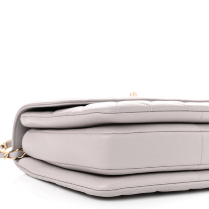 Lambskin Quilted Small Trendy CC Flap Dual Handle Bag Grey