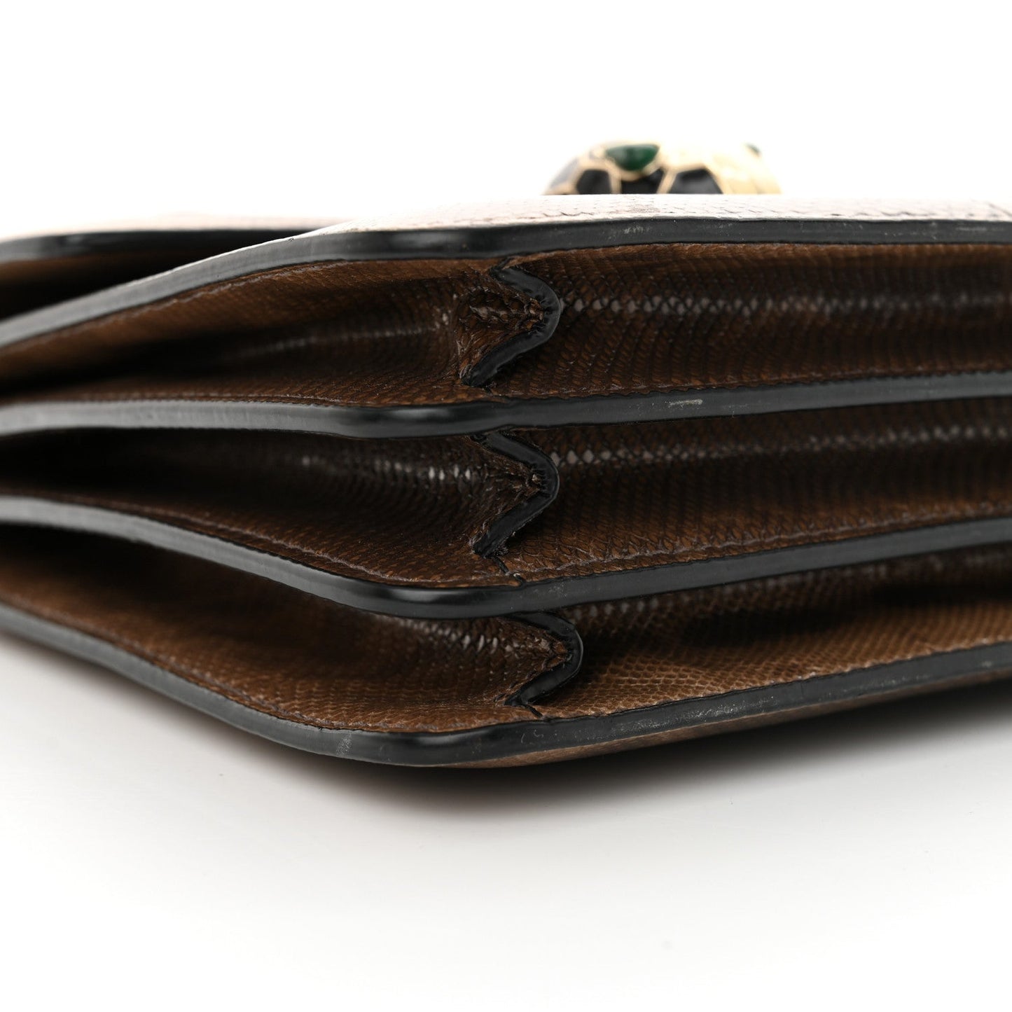Shiny Karung Serpenti Forever Top Handle Brown