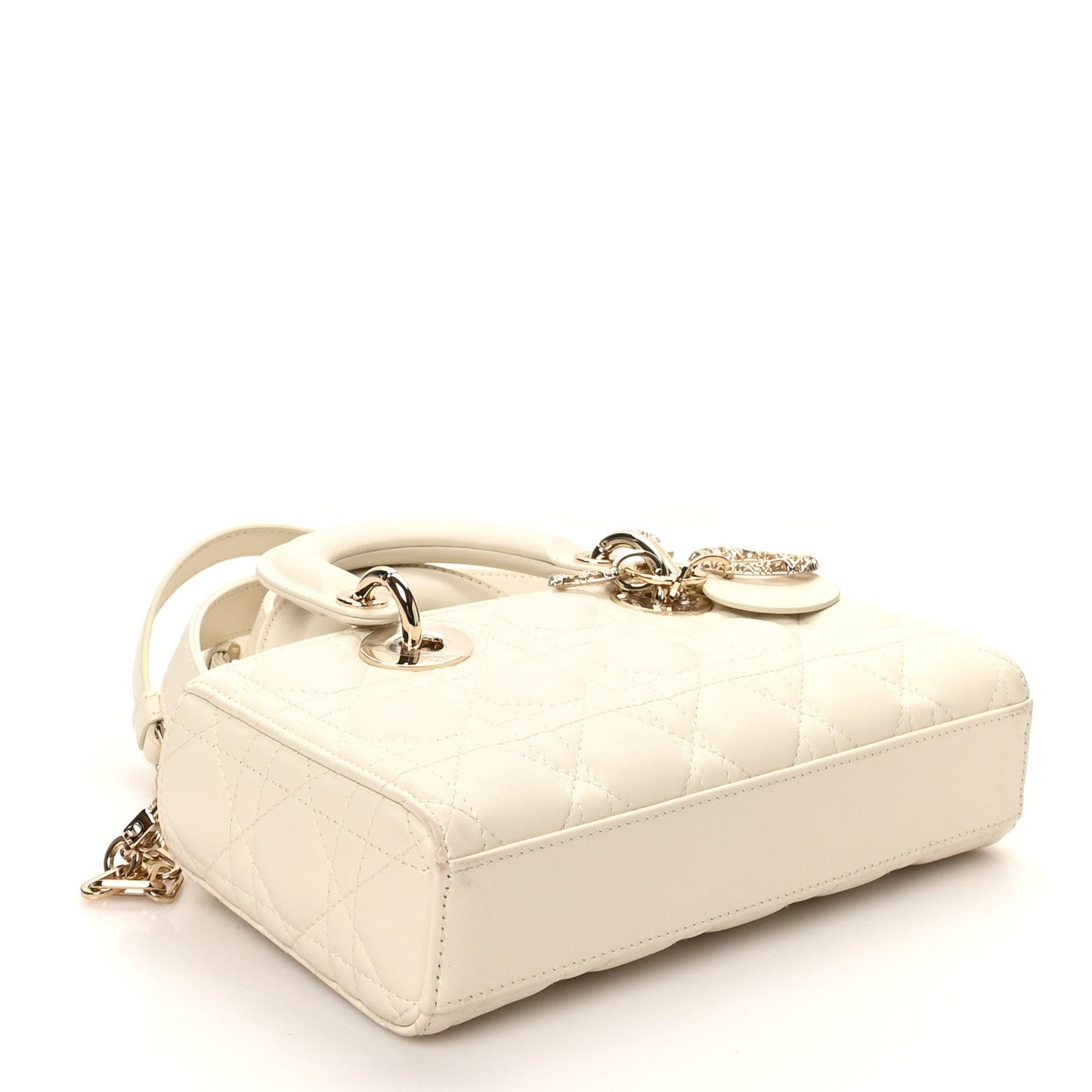 Lambskin Cannage Small Lady D-Joy Latte