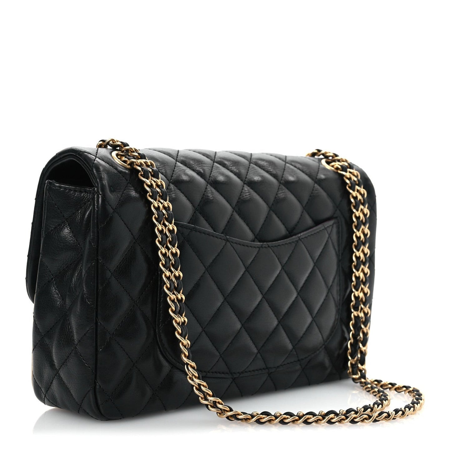 Calfskin Quilted Rock The Corner Flap Black