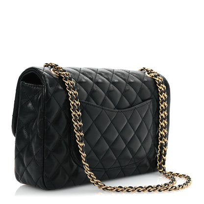 Calfskin Quilted Rock The Corner Flap Black