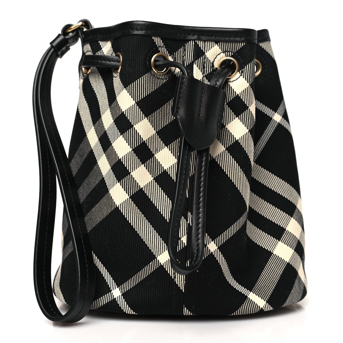 Check Mini Drawstring Pouch Black Calico