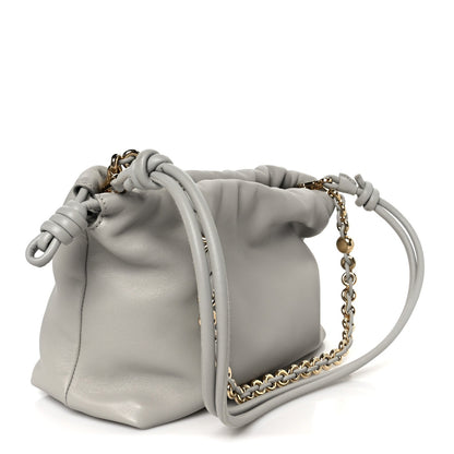 Mellow Nappa Donut Chain Medium Flamenco Knot Clutch Shell Grey