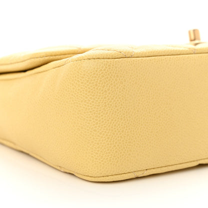 Shiny Caviar Quilted Large Chain Melody Flap Yellow