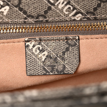 X BALENCIAGA GG Supreme Monogram Logo Print Horsebit 1955 Shoulder Bag Beige Ebony
