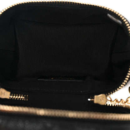Caviar Quilted Mini Top Handle Vanity With Chain Black