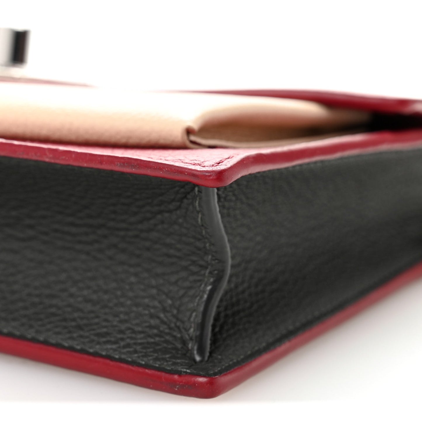 Calfskin My Lockme Chain Pochette Lie De Vin Etain Creme