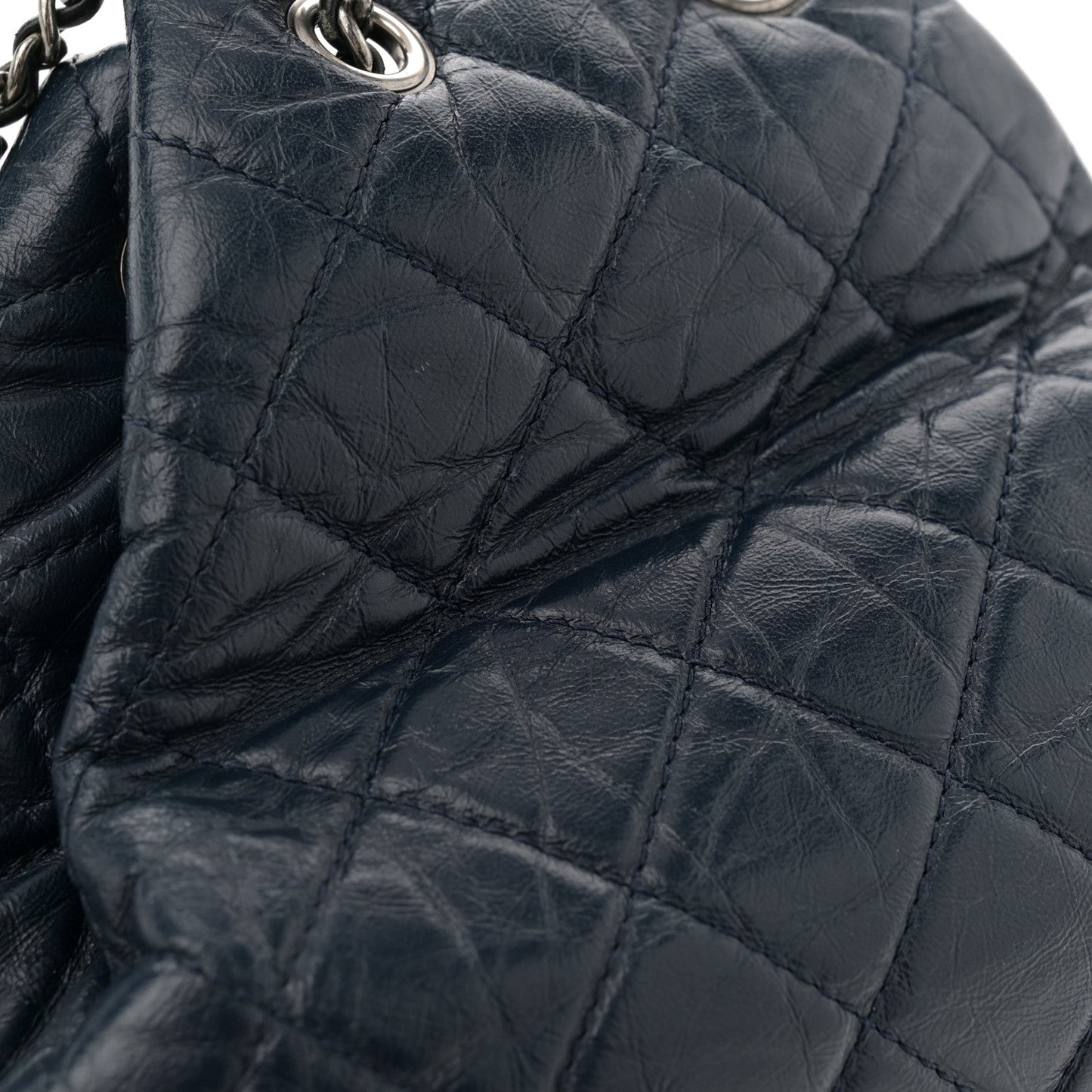Aged Calfskin Quilted Gabrielle Backpack Navy Black