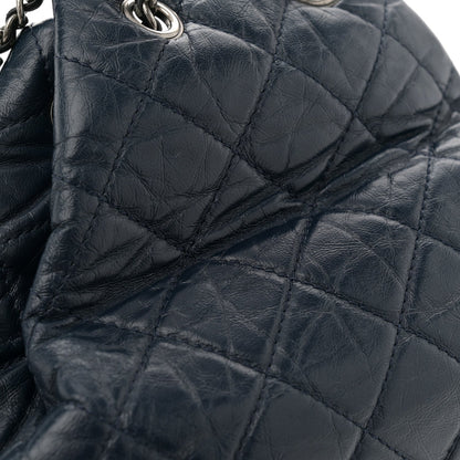 Aged Calfskin Quilted Gabrielle Backpack Navy Black