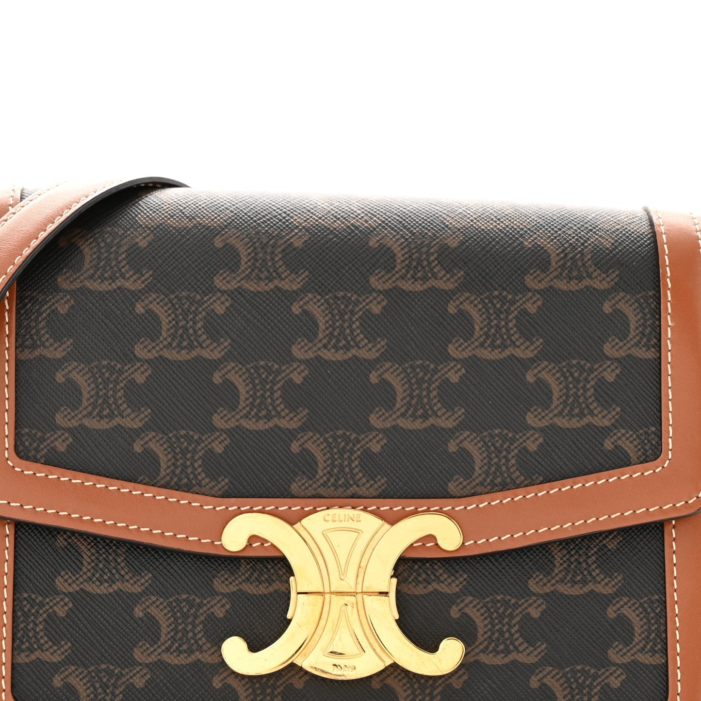 Calfskin Triomphe Canvas Teen Triomphe Bag Tan
