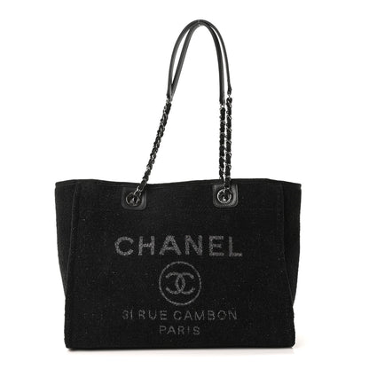 Lurex Canvas Small Deauville Tote Black