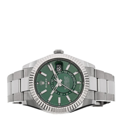Stainless Steel 18K White Gold 42mm Oyster Perpetual Sky-Dweller Watch Mint Green 336934