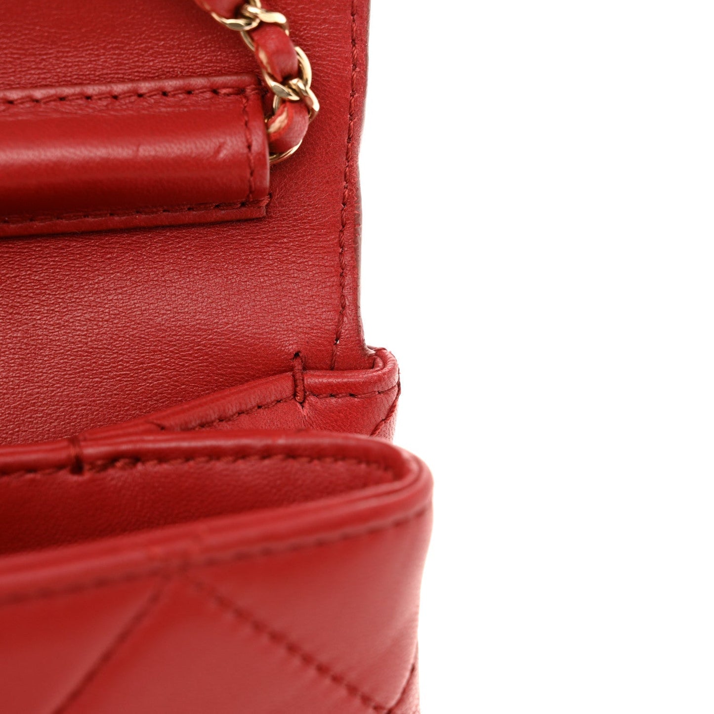 Lambskin Quilted Retro Label Clutch Red